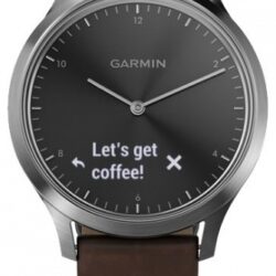 Умные часы Garmin vivomove HR Premium с темно-коричневым кожаным ремешком серебристый
