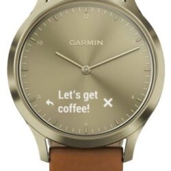 Умные часы Garmin vivomove HR Premium со светло-коричневым кожаным ремешком золотистый