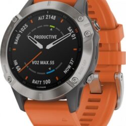 Спортивные часы Garmin fenix 6 SapphireTi Gray w/Orange BandGPSEMEA 010-02158-14